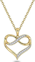 Cali Trove 1/4Ct & 1/20Ct Natural Diamond Single Heart Infinity Pendant For Women In 10Kt Gold | Silver Necklaces For Women | Gold Jewelry Necklace | Elegant Gifts For Her in White, Yellow & Pink